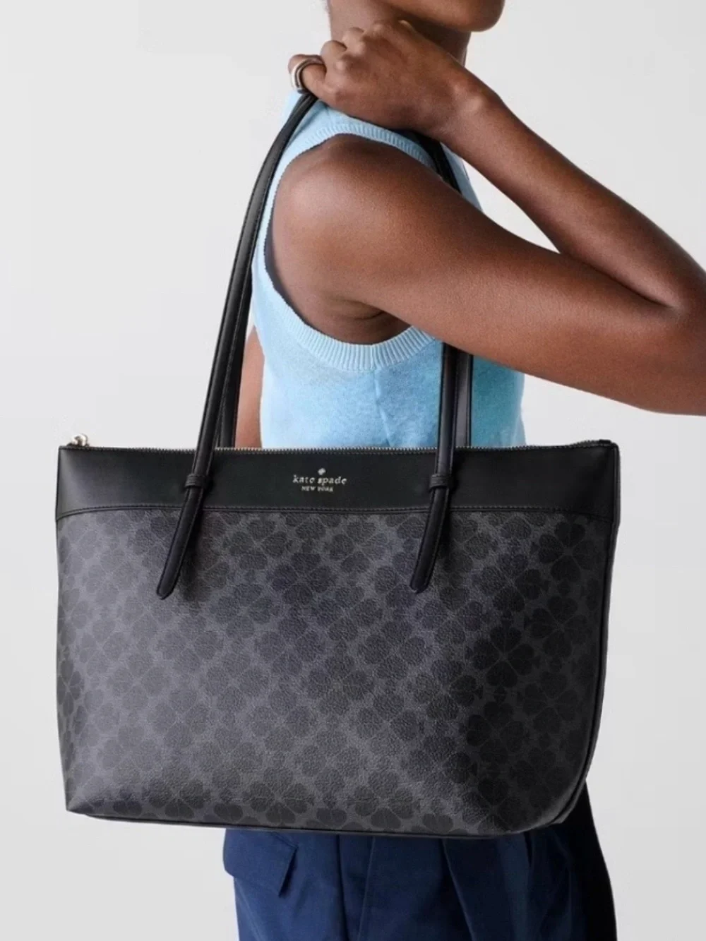 Kate Spade Black All Day Spade Flower Signature Tote Bag